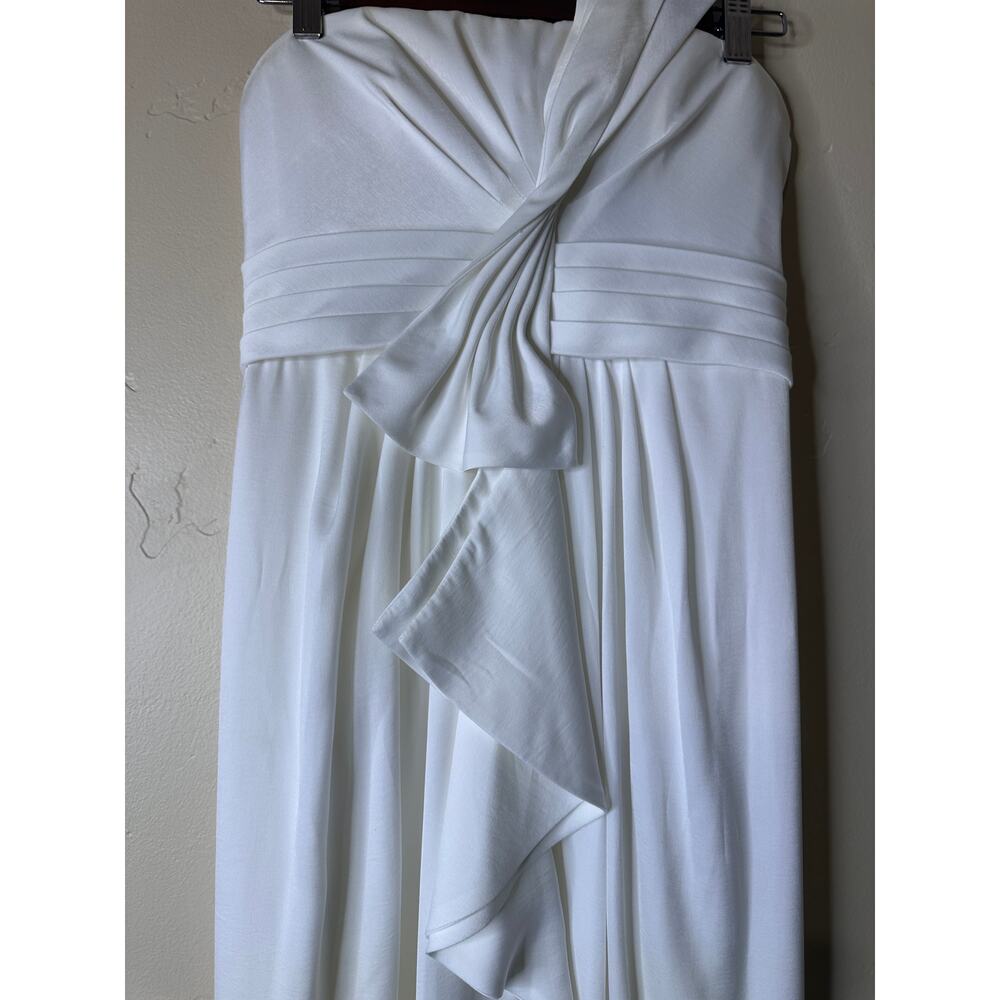 BCBGMaxazria Barbara White Dress Maxi Long One Shoulder 2 - Picture 4 of 10